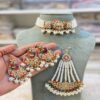 MSCreation Traditional Choker Necklace Set Studded with Pearl Beads, Chandbali Earrings & Maang Tikka Set