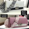 MSCreation Dual-Tone Sling Bag Combo – White & Black | Pink & Cream with Printed Strap (Buy 1 Get 1 Free)